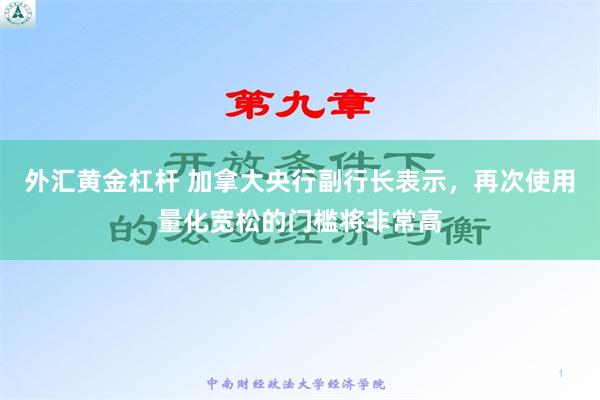 外汇黄金杠杆 加拿大央行副行长表示，再次使用量化宽松的门槛将非常高