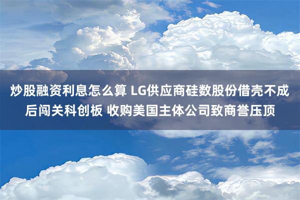 炒股融资利息怎么算 LG供应商硅数股份借壳不成后闯关科创板 收购美国主体公司致商誉压顶