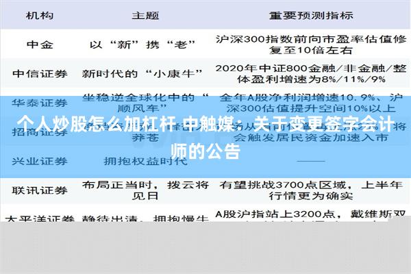 个人炒股怎么加杠杆 中触媒：关于变更签字会计师的公告